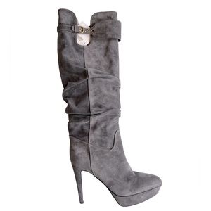 SERGIO ROSSI | GREY SUEDE KNEE HIGH BOOTS - NIB